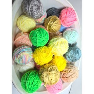 Yarn Ball Lot Small Light & Bright Colors Bag 9.9 oz. Crafting Slow Stitching